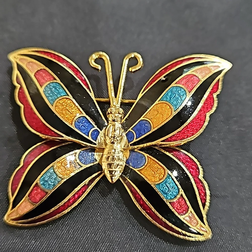 BUTTERFLY ENAMEL BROOCH MULTICOLORED‎
